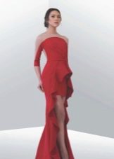 evening dress short in front long in back red