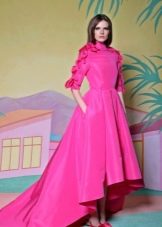 Crimson evening dress short in front long in back