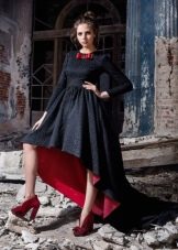 Evening dress with different skirt length