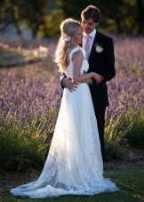 Wedding dress with a train in Provence style
