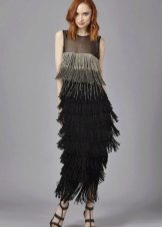 Floor-length evening dress with fringes 2016