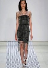 Evening short dress with feathers 2016