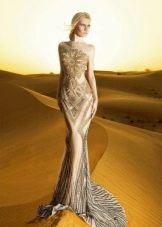 Mermaid nude evening dress