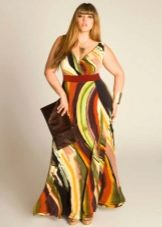 Evening sundress with horizontal stripes