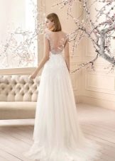 Backless wedding dress with a-line train