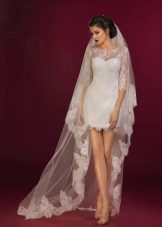 Robe de mariée courte avec manches en dentelle