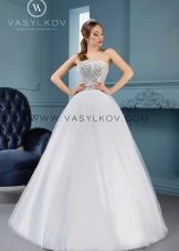 Lush wedding dress from cornflowers with rhinestones