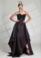 Evening dress black with asymmetry