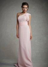 Pink one shoulder evening dress