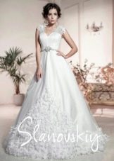 Wedding dress with volumetric elements