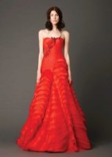 Red a-line wedding dress by Vera Wong