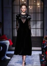 Velvet dress with sheer sleeves
