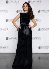Floor-length velvet black dress