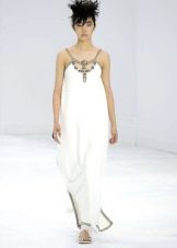 White wedding dress with black piping