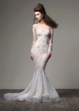 Mermaid gown with sleeves