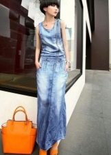 Floor-length denim dress