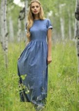Long straight dress in denim
