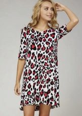 Dress with red and gray leopard print
