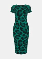 Green leopard print dress