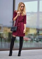 Marsala casual shirt dress