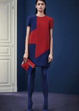 Marsala dress with blue inserts