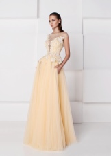 Chiffon a-line dress beige