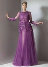 Purple Sheer Chiffon Dress