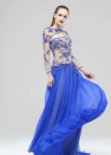 Blue dress with lace top