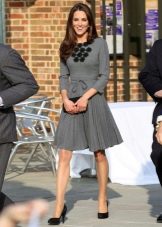 Kate Middleton's gray mid-length dress with a skirt sun