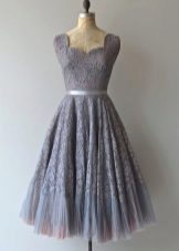 Gray midi dress with lace