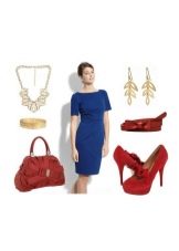 Red accessories for a dark blue dress