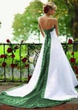 Wedding dress with green insert