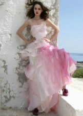 Wedding dress with pink inserts