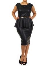 Leather dress with a peplum for the plump