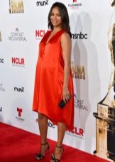 Orange asymmetrical maternity dress