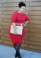 Red sheath dress for very obese women with an apple figure