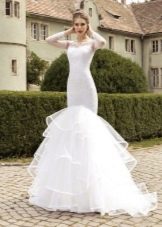 Mermaid wedding dress with organza