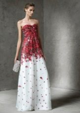 White dress with red floral print