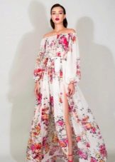 Floral Long Sleeve Slit Dress