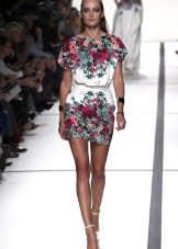 Floral print short dress with short sleeves