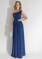 Blue Greek Style One Shoulder Dress