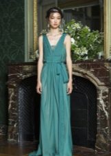 Floor-length greek dress with plunging neckline