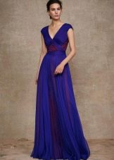 Blue greek dress to the floor with inserts
