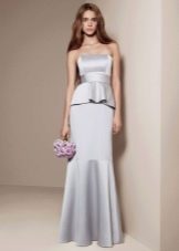Floor-length dress with peplum powder color