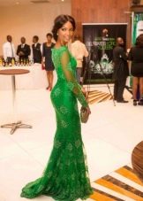 Deep green long dress