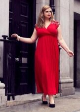 Red evening long dress for the full