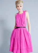Pink dress with contrast belt