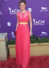 Pink dress with yellow belt