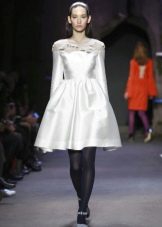white silk puffy dress
