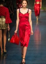 Silk slip dress red